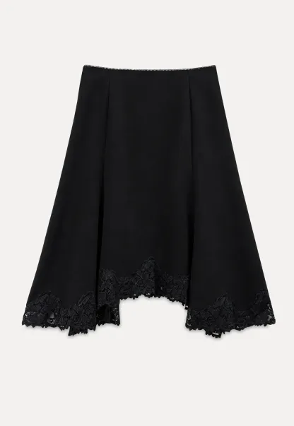 Lace Trim Flared Skirt