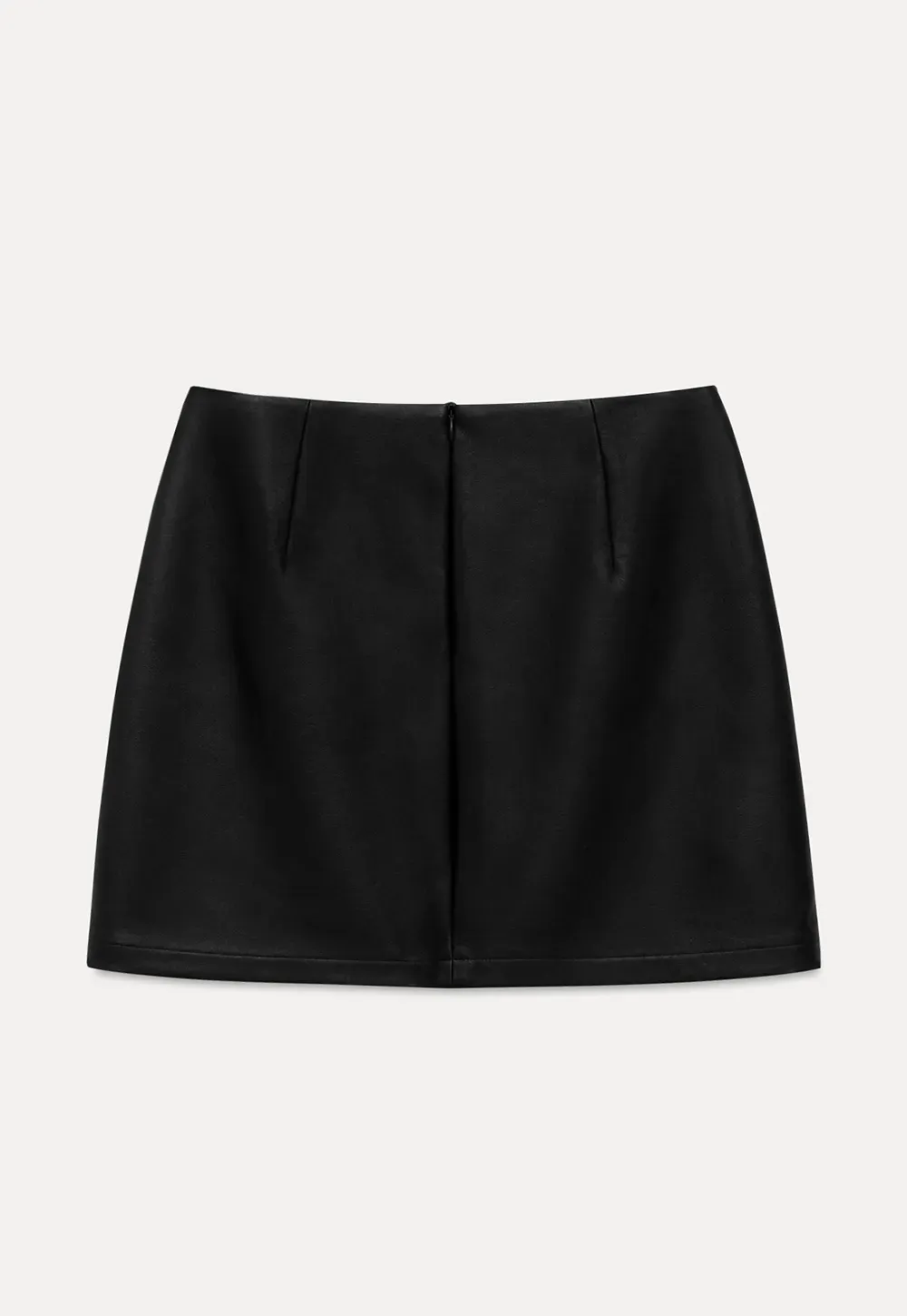 Lace Trim High Waist Faux Leather Mini Skirt