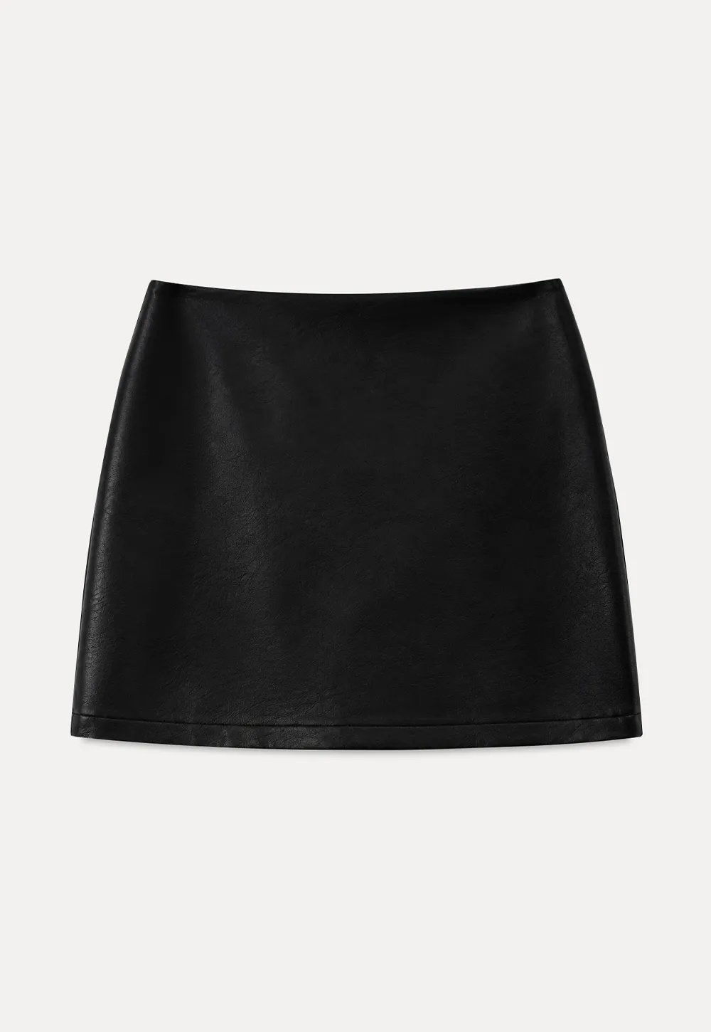 Lace Trim High Waist Faux Leather Mini Skirt