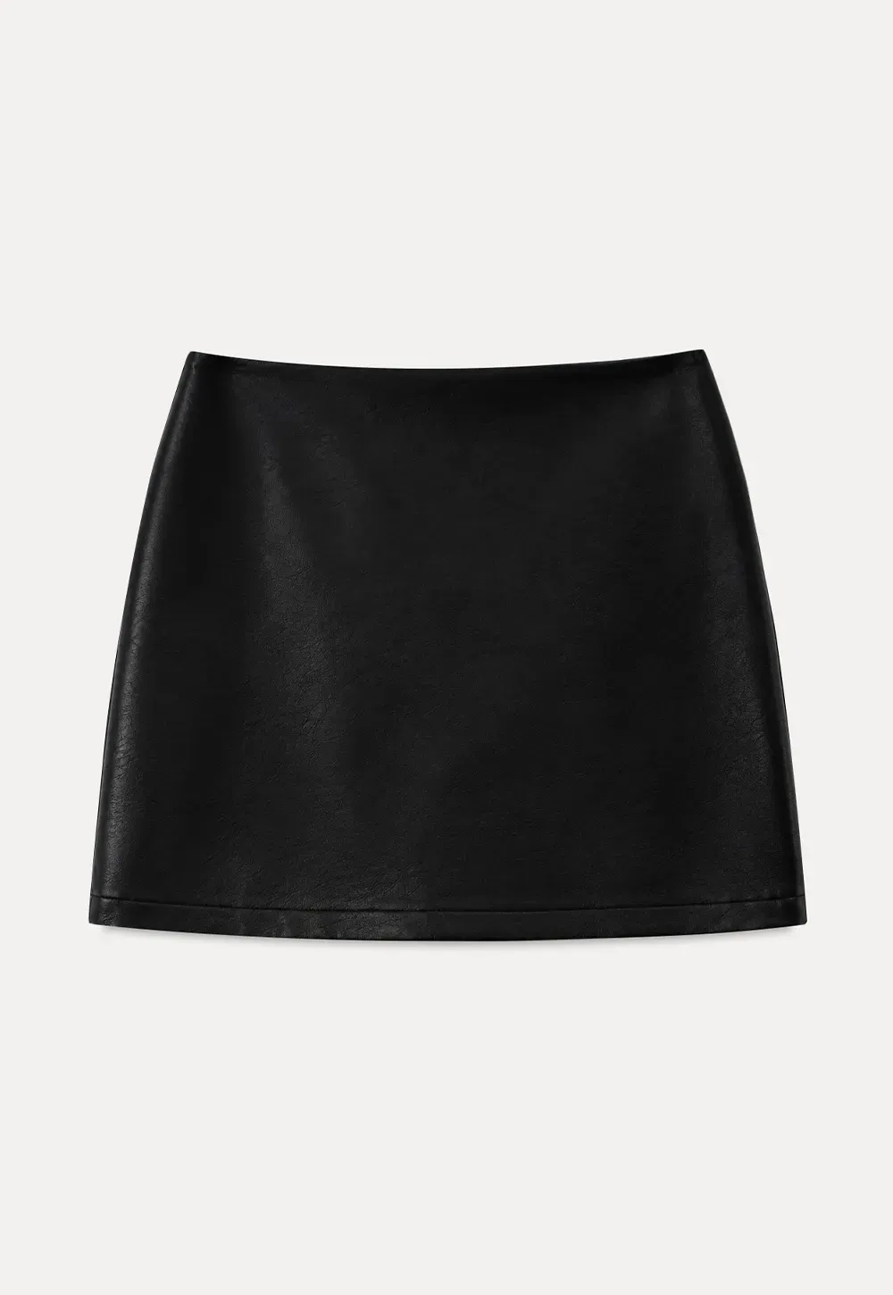 Lace Trim High Waist Faux Leather Mini Skirt