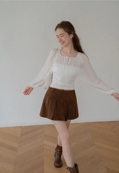 Pleated High Waist Mini Skirt