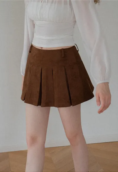 Pleated High Waist Mini Skirt