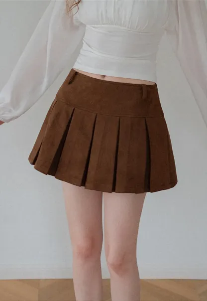 Pleated High Waist Mini Skirt