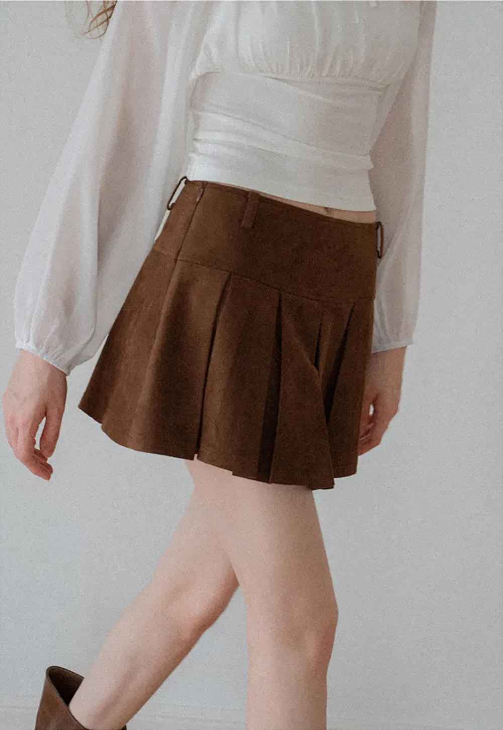Pleated High Waist Mini Skirt