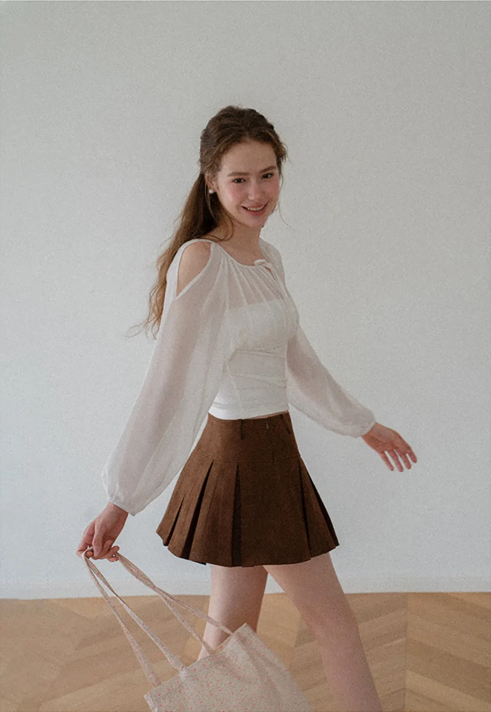 Pleated High Waist Mini Skirt