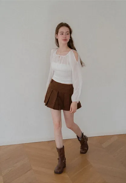 Pleated High Waist Mini Skirt