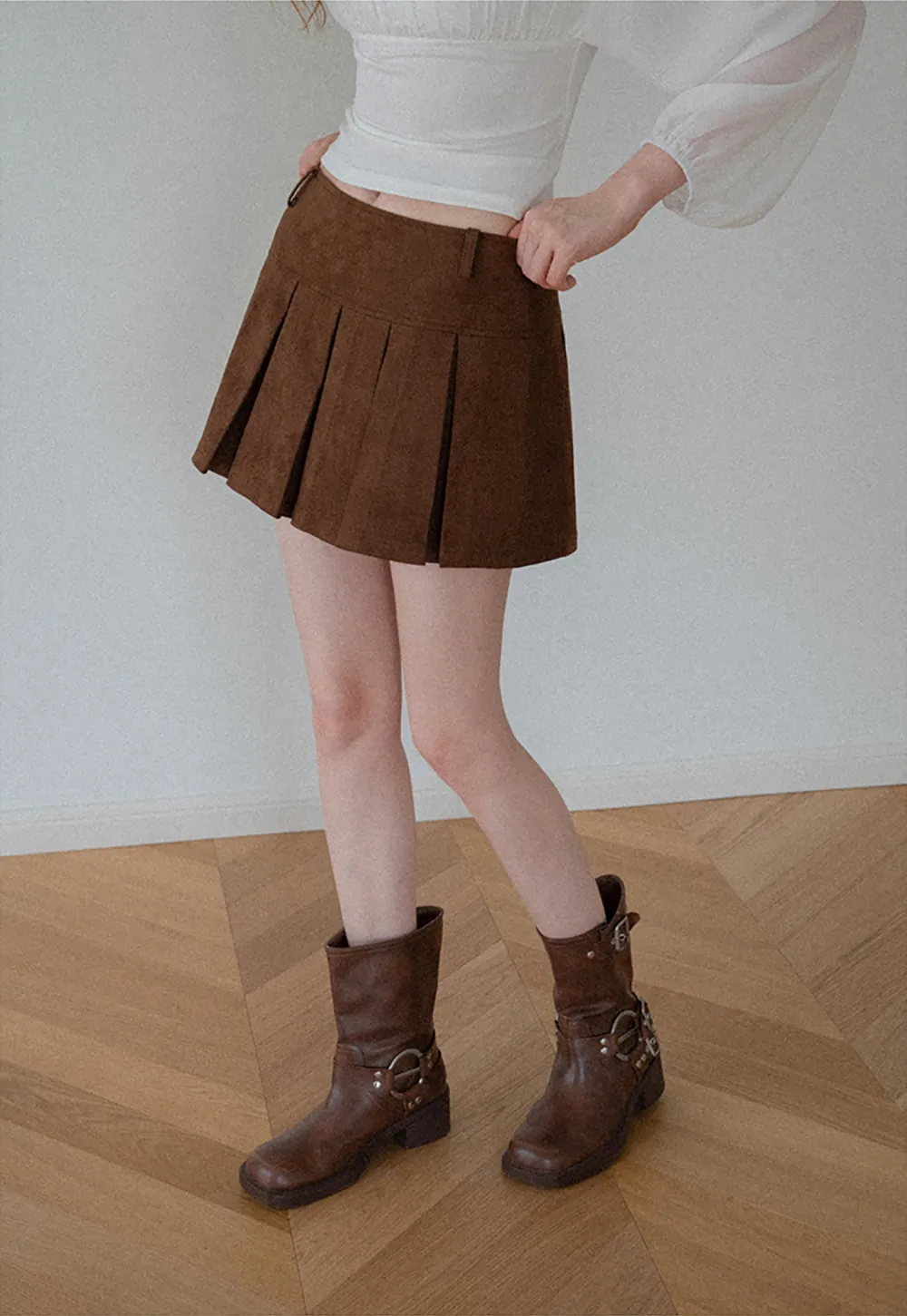 Pleated High Waist Mini Skirt