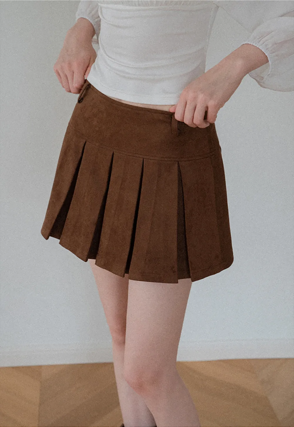 Pleated High Waist Mini Skirt