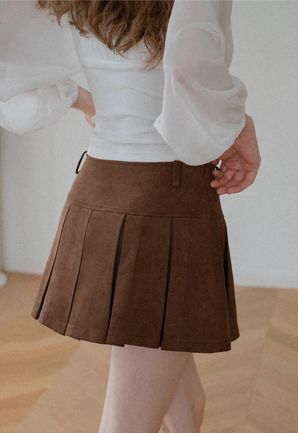 Pleated High Waist Mini Skirt