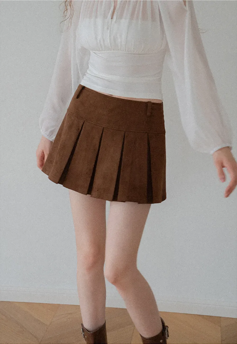 Pleated High Waist Mini Skirt