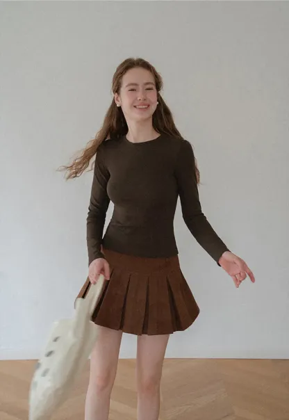Pleated High Waist Mini Skirt