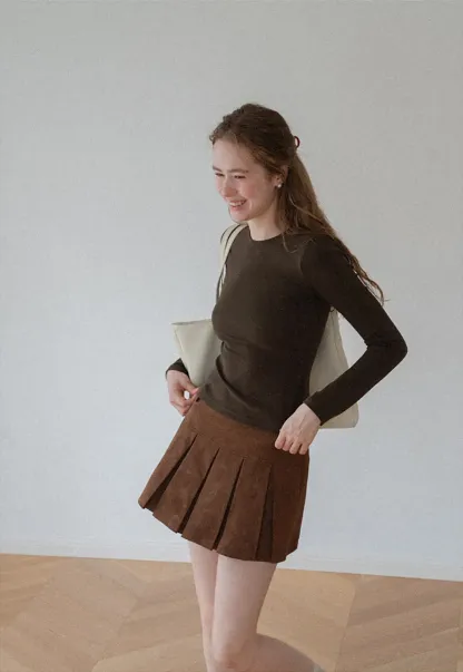 Pleated High Waist Mini Skirt