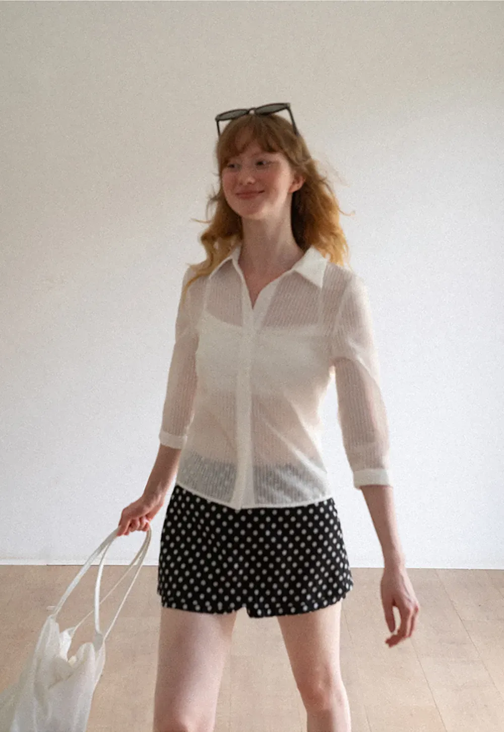 Polka Dot Print High Waist A Line Skirt