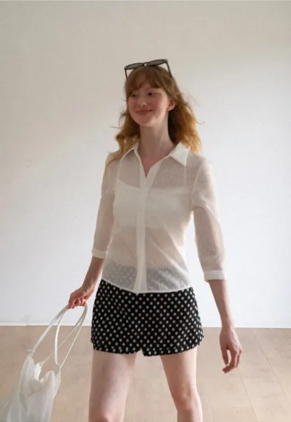 Polka Dot Print High Waist A Line Skirt
