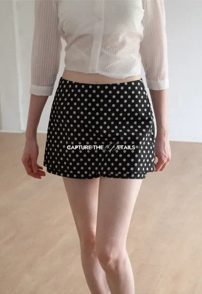 Polka Dot Print High Waist A Line Skirt