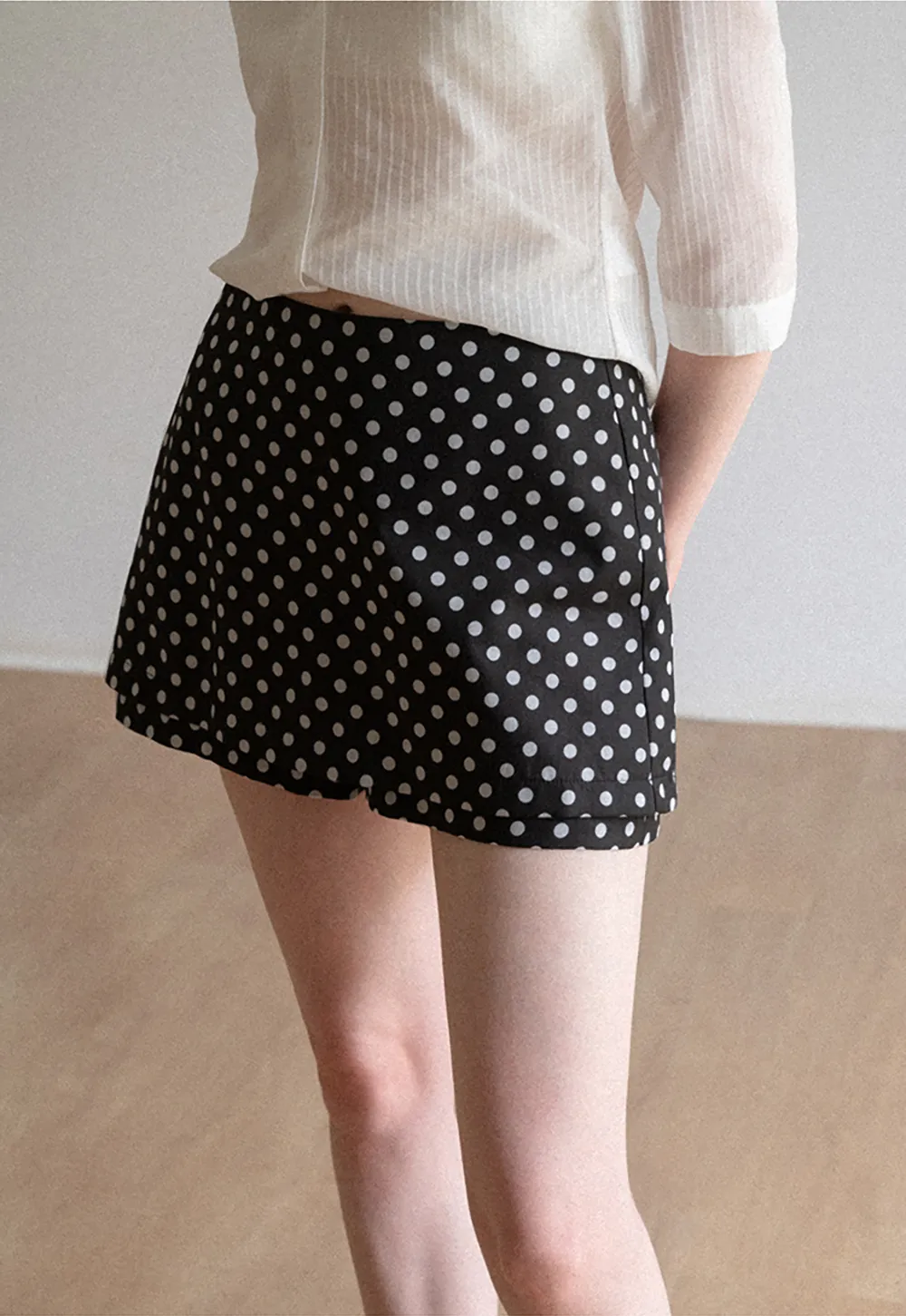 Polka Dot Print High Waist A Line Skirt