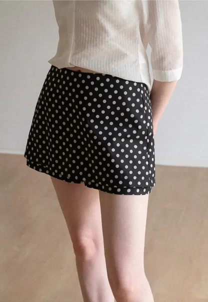 Polka Dot Print High Waist A Line Skirt