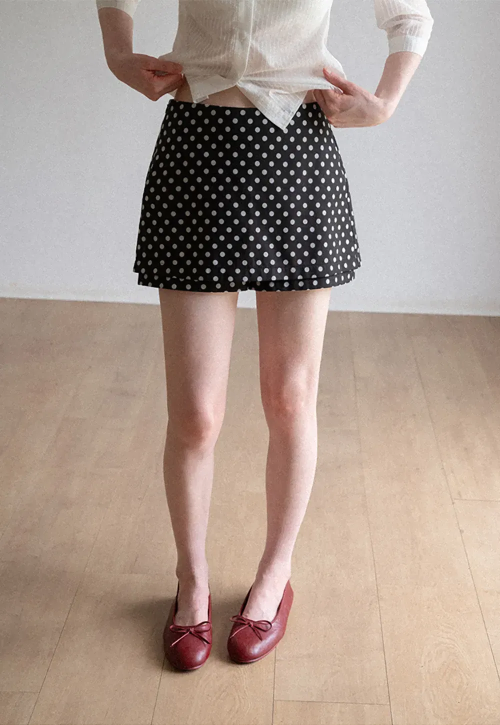 Polka Dot Print High Waist A Line Skirt