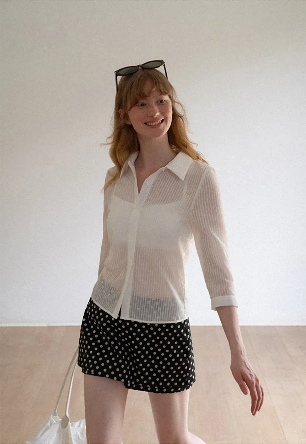 Polka Dot Print High Waist A Line Skirt
