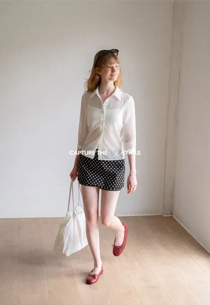Polka Dot Print High Waist A Line Skirt