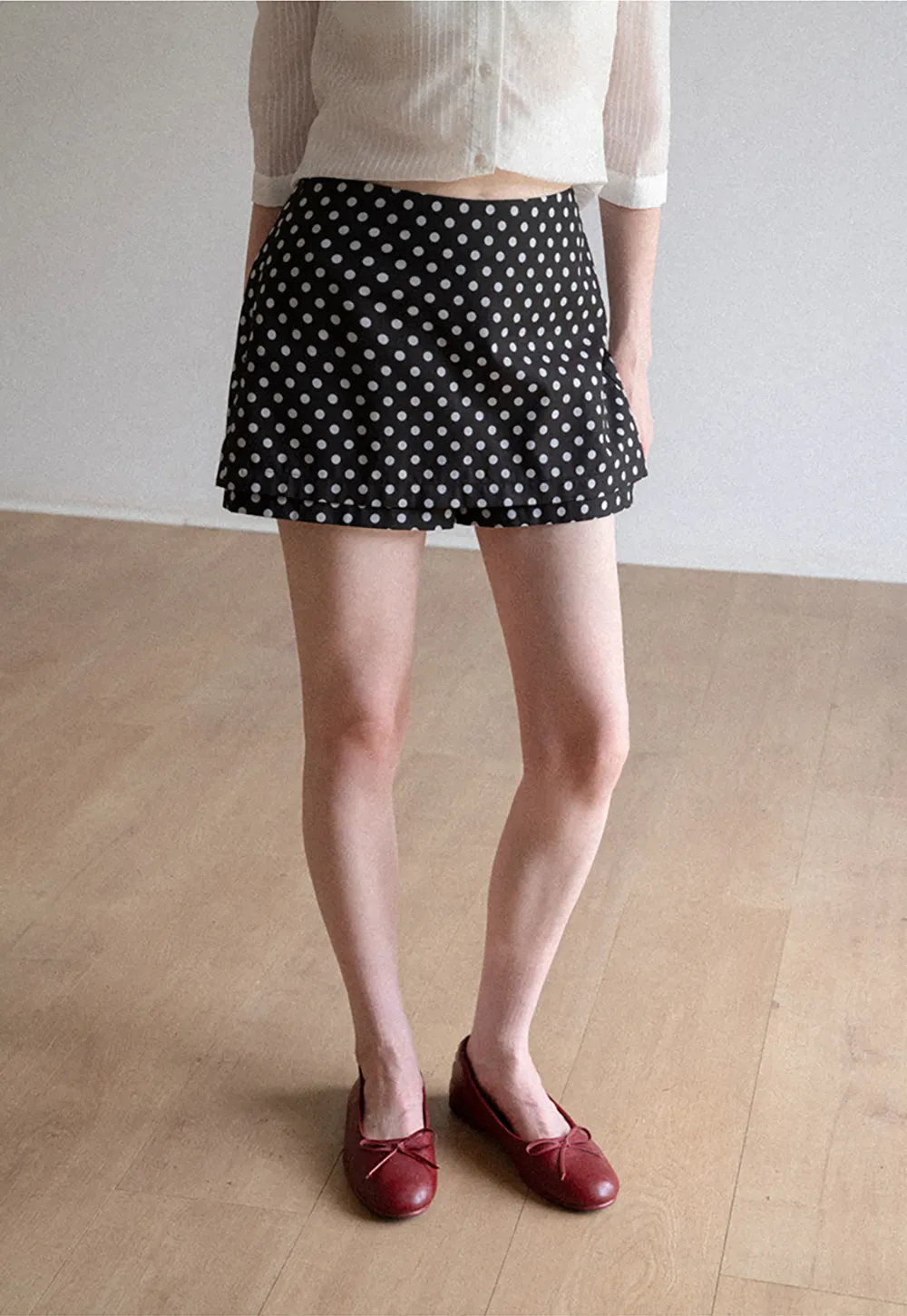Polka Dot Print High Waist A Line Skirt