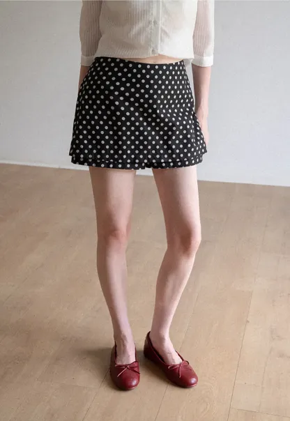 Polka Dot Print High Waist A Line Skirt