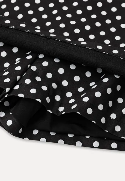 Polka Dot Print High Waist A Line Skirt