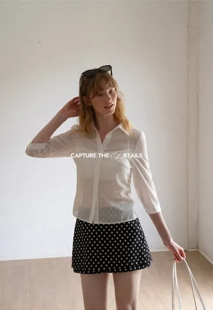 Polka Dot Print High Waist A Line Skirt