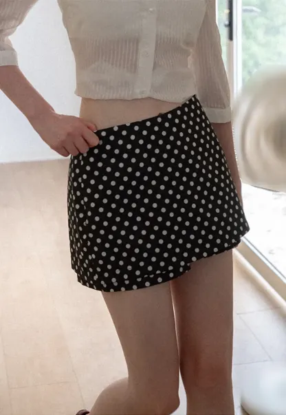 Polka Dot Print High Waist A Line Skirt