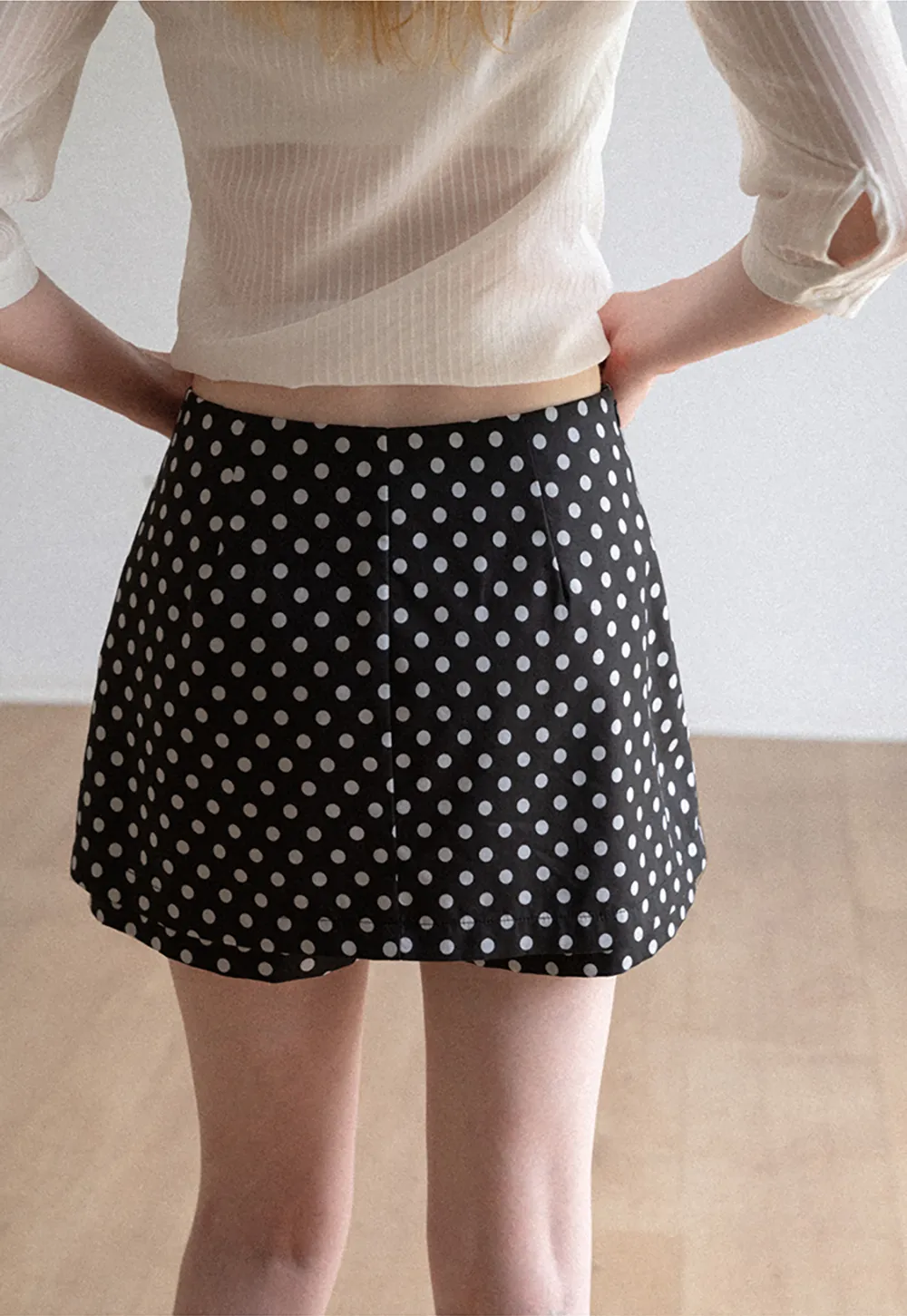 Polka Dot Print High Waist A Line Skirt