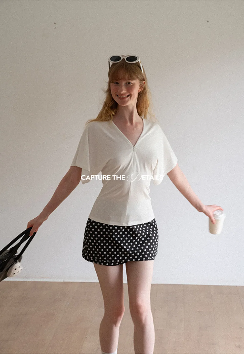 Polka Dot Print High Waist A Line Skirt
