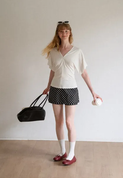 Polka Dot Print High Waist A Line Skirt