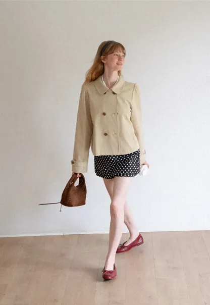 Polka Dot Print High Waist A Line Skirt