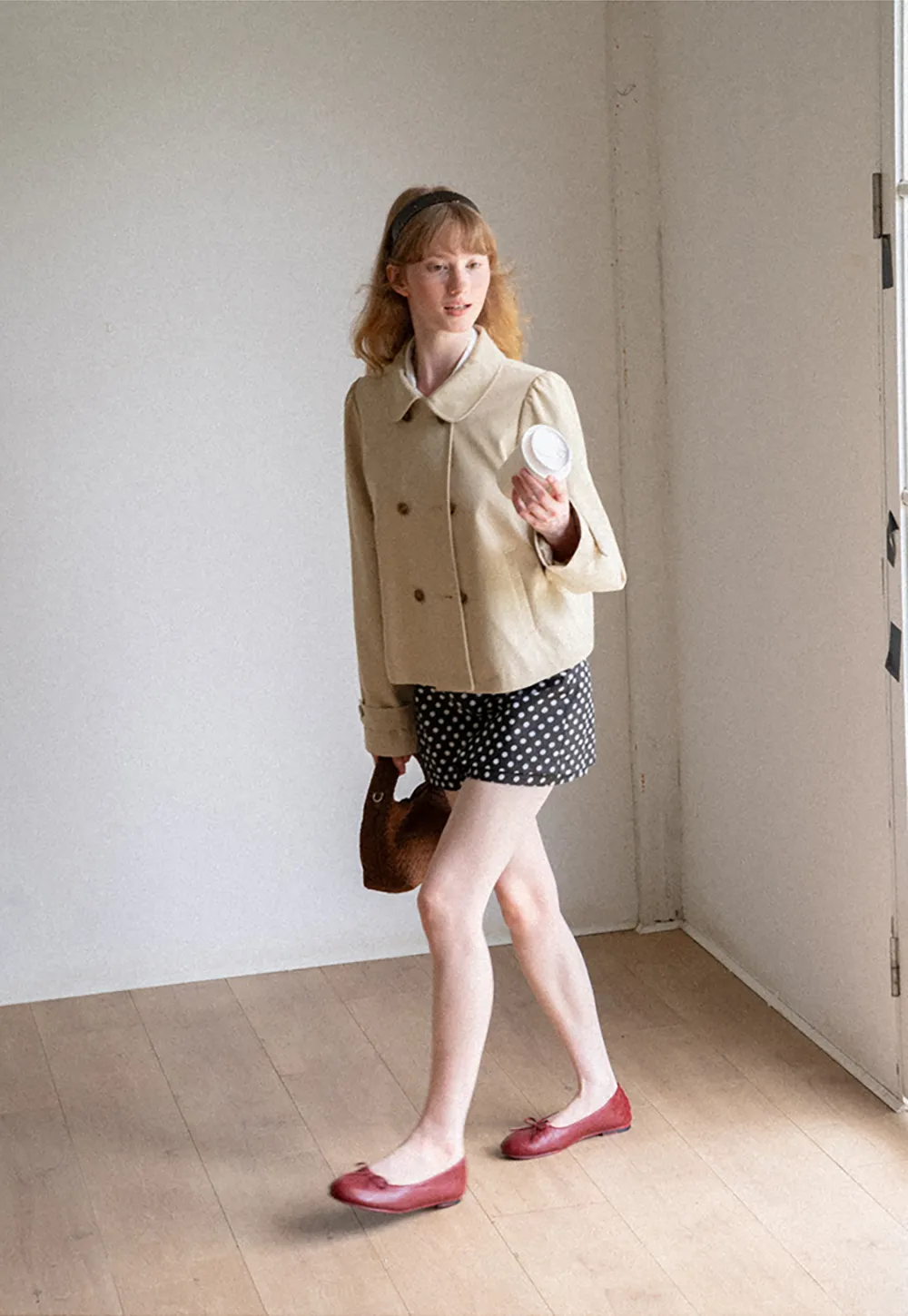 Polka Dot Print High Waist A Line Skirt