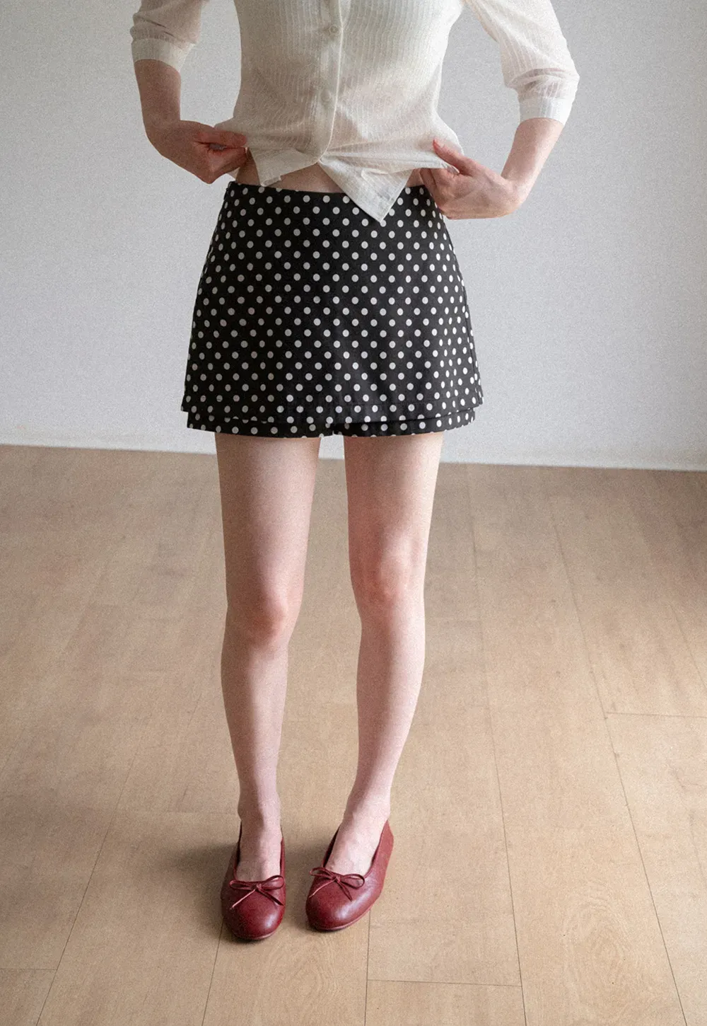 Polka Dot Print High Waist A Line Skirt