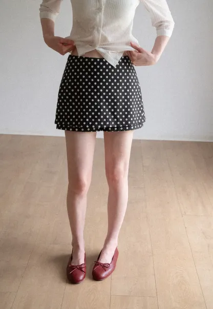 Polka Dot Print High Waist A Line Skirt