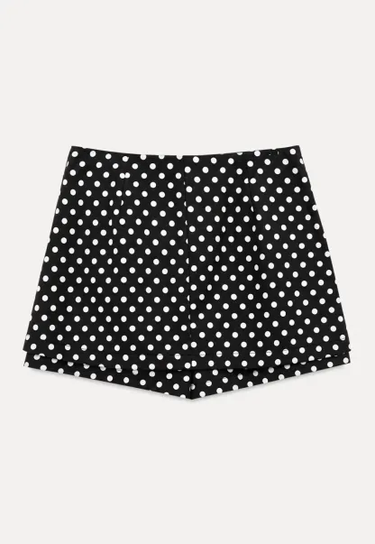 Polka Dot Print High Waist A Line Skirt