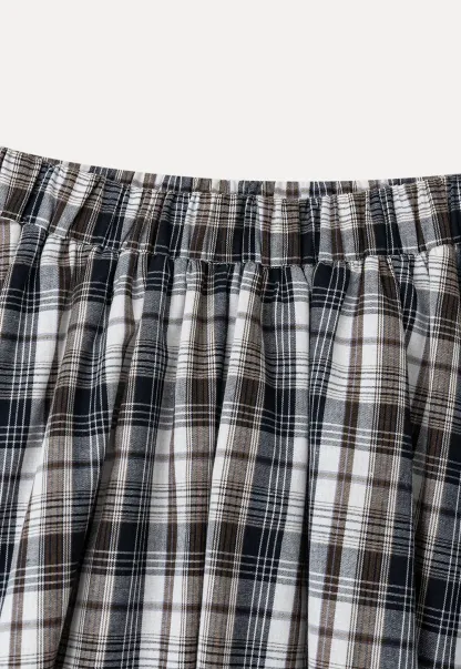 Plaid Print A Line Midi Skirt