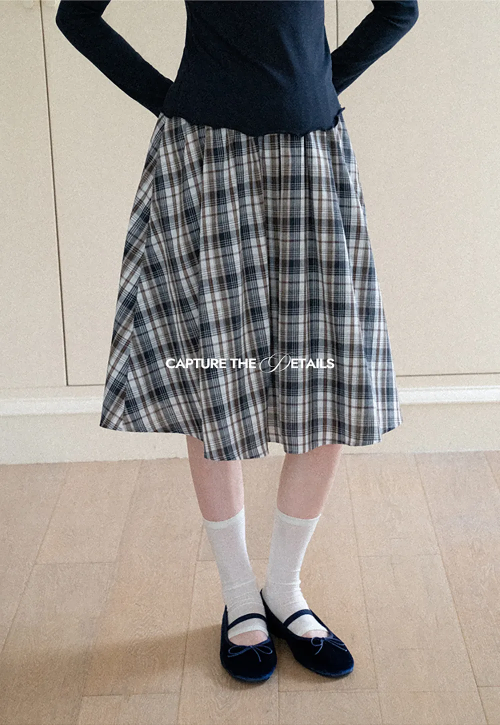 Plaid Print A Line Midi Skirt