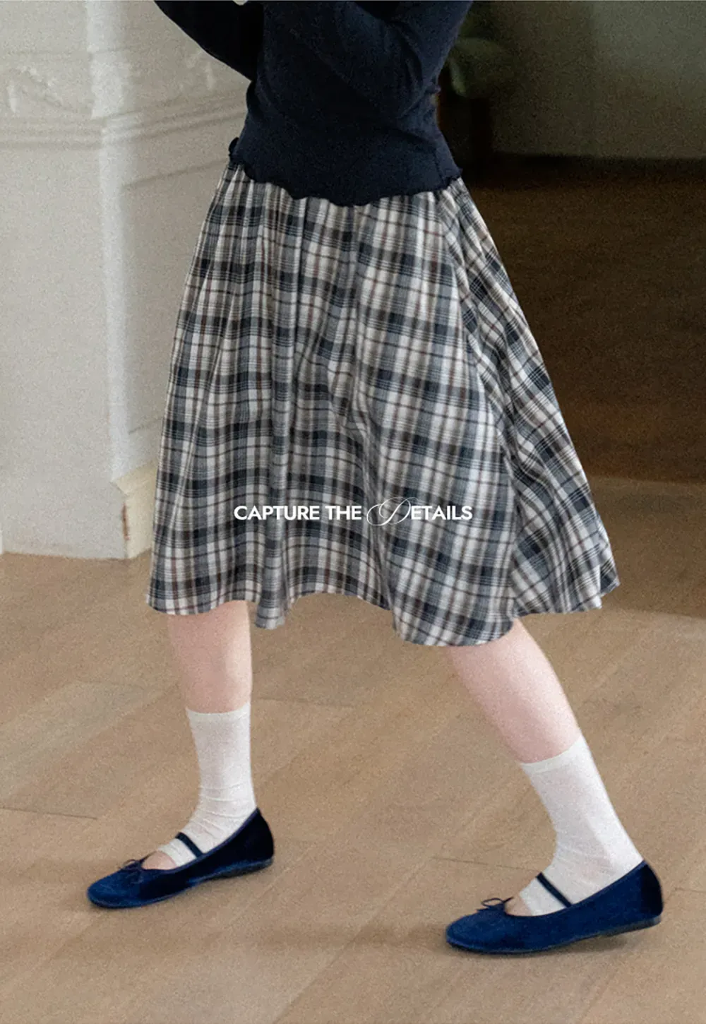 Plaid Print A Line Midi Skirt