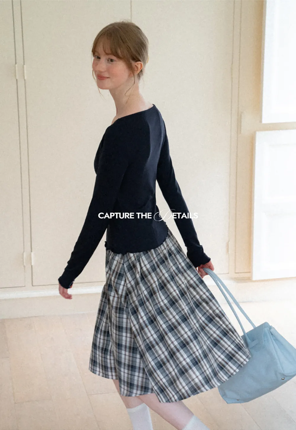 Plaid Print A Line Midi Skirt