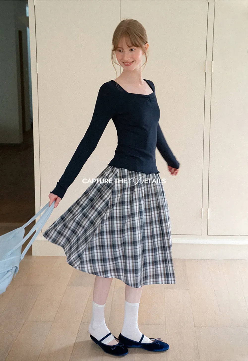 Plaid Print A Line Midi Skirt
