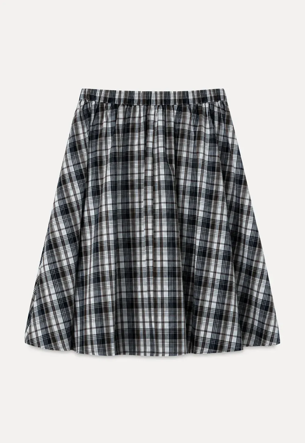 Plaid Print A Line Midi Skirt
