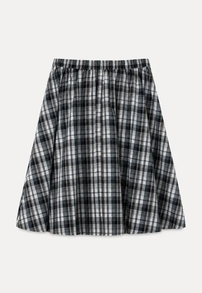 Plaid Print A Line Midi Skirt