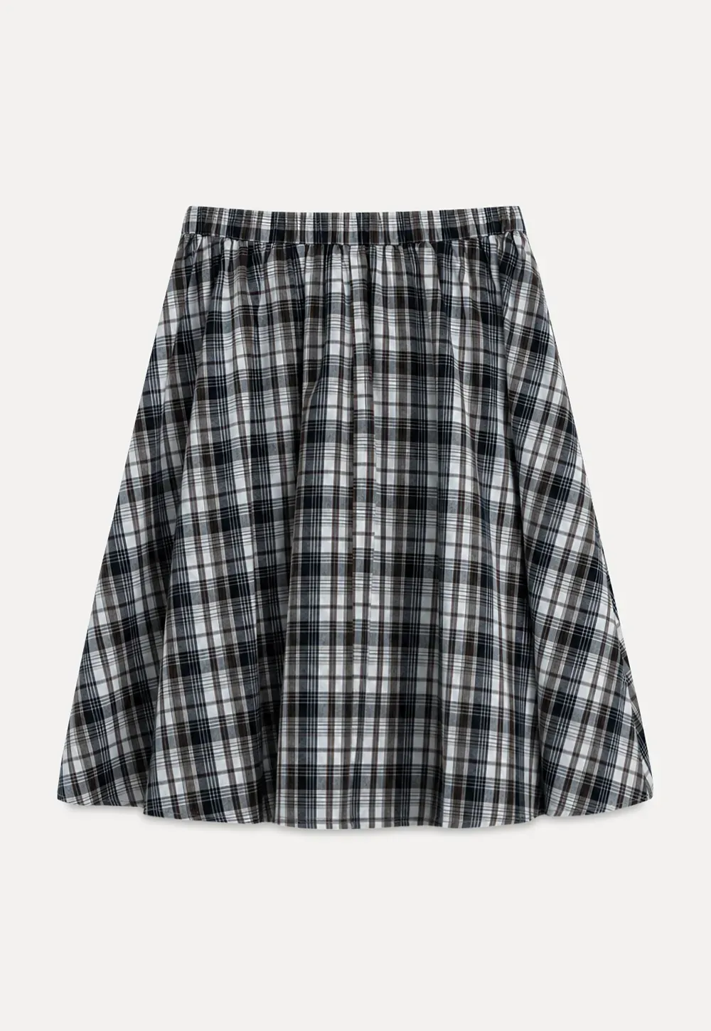 Plaid Print A Line Midi Skirt