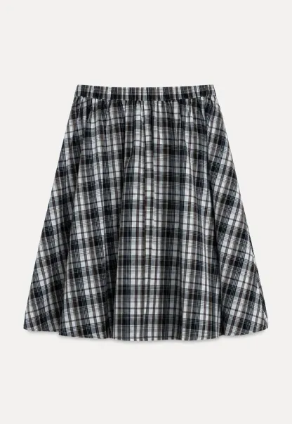 Plaid Print A Line Midi Skirt