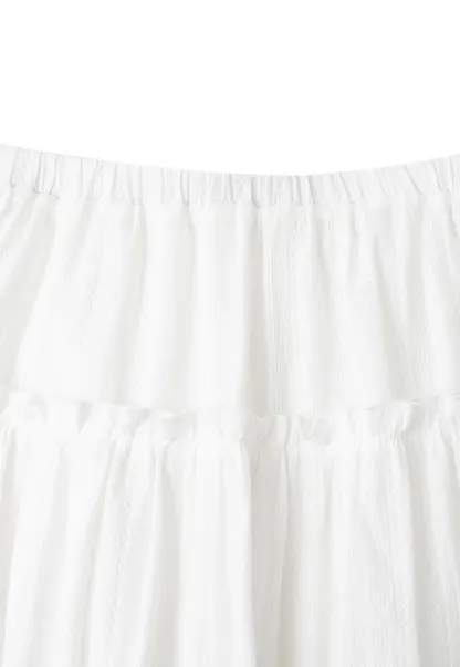 Tiered Pleated Midi Skirt