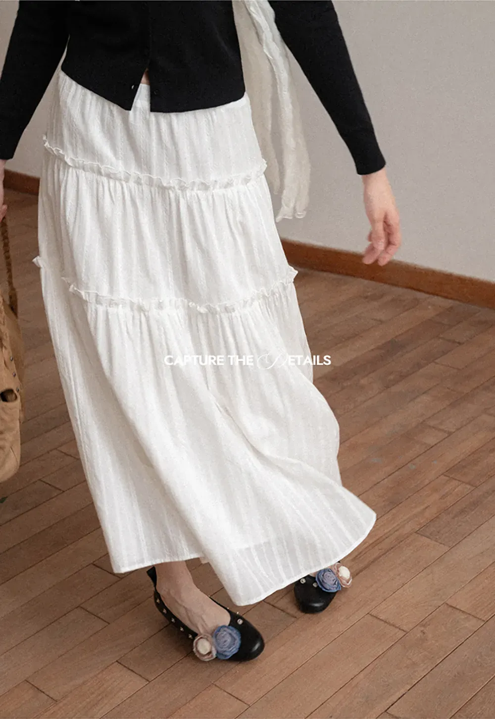 Tiered Pleated Midi Skirt