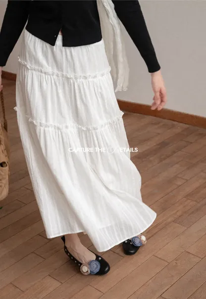 Tiered Pleated Midi Skirt