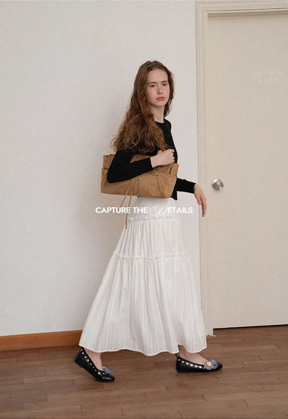 Tiered Pleated Midi Skirt